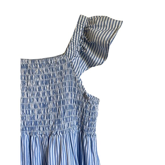 Mud Pie Size Small Blue White Striped Smocked Maxi Dress - Picture 6 of 9